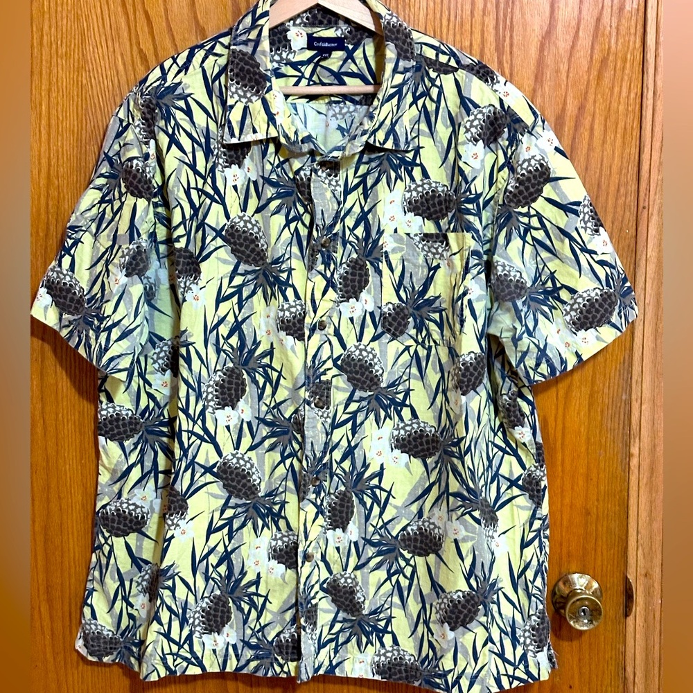 Croft & Barrow men’s‎ cotton pineapple button down shirt casual resort vacay